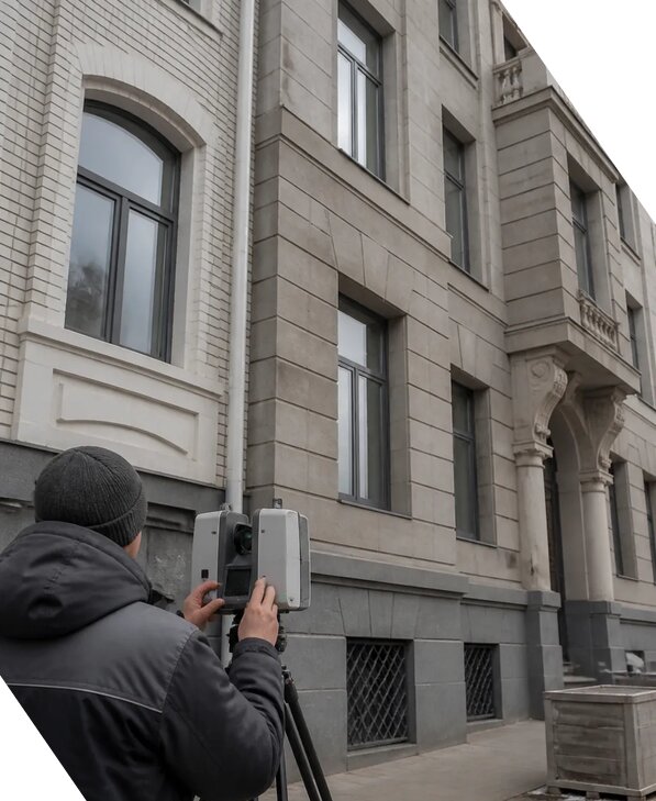 Лазерное сканирование фасадов зданий для обследования в Шелехове
